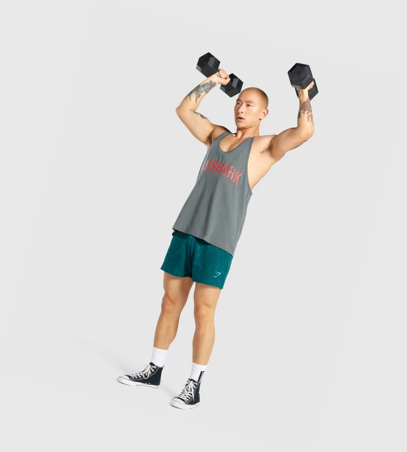 Gymshark Power Miesten Hihaton Paita Harmaat | KQFJWA731
