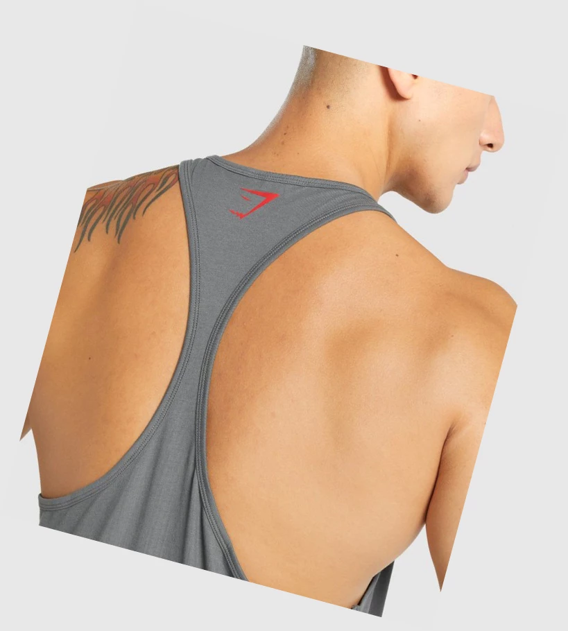 Gymshark Power Miesten Hihaton Paita Harmaat | KQFJWA731