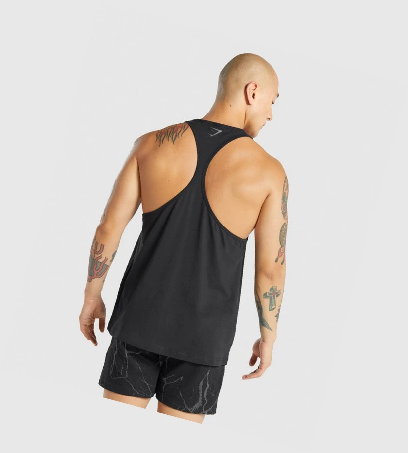 Gymshark Power Miesten Hihaton Paita Mustat | OJBTWH602
