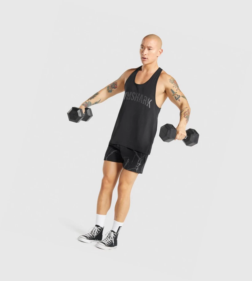Gymshark Power Miesten Hihaton Paita Mustat | OJBTWH602