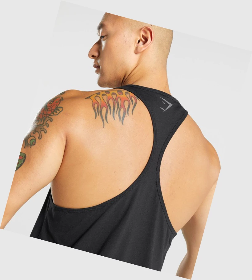 Gymshark Power Miesten Hihaton Paita Mustat | OJBTWH602