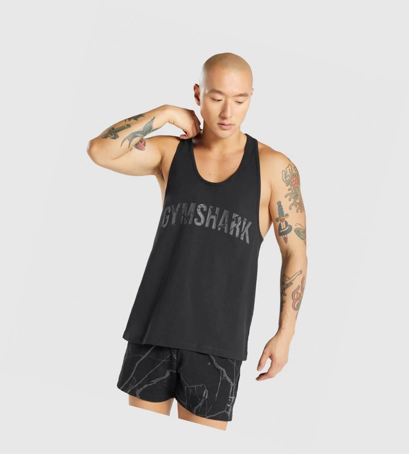 Gymshark Power Miesten Hihaton Paita Mustat | OJBTWH602