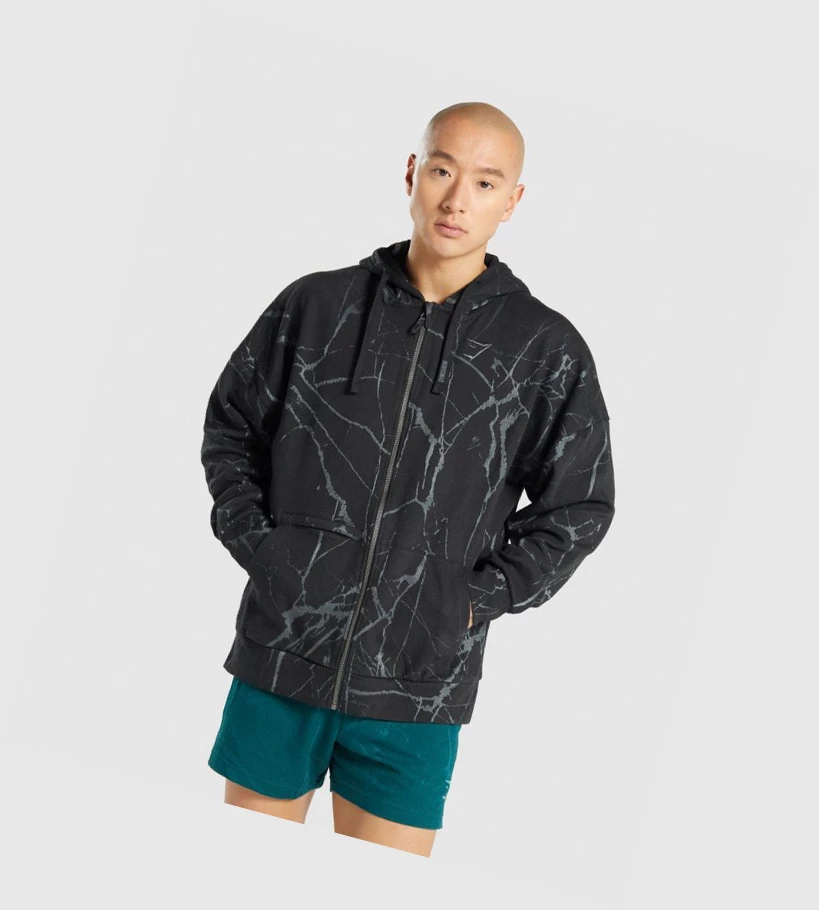 Gymshark Power Zip Up Miesten Vaatteet Mustat | CNITPH952
