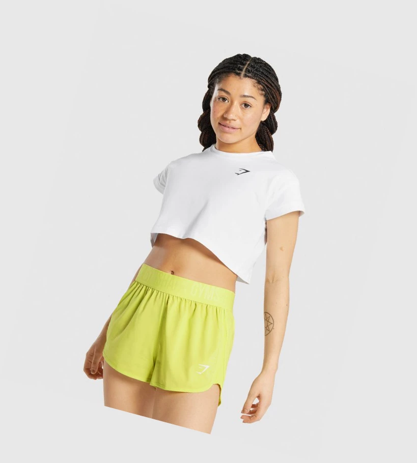 Gymshark Pre-Workout Graafinen Crop Naisten T Paidat Valkoinen | EDIHUB130