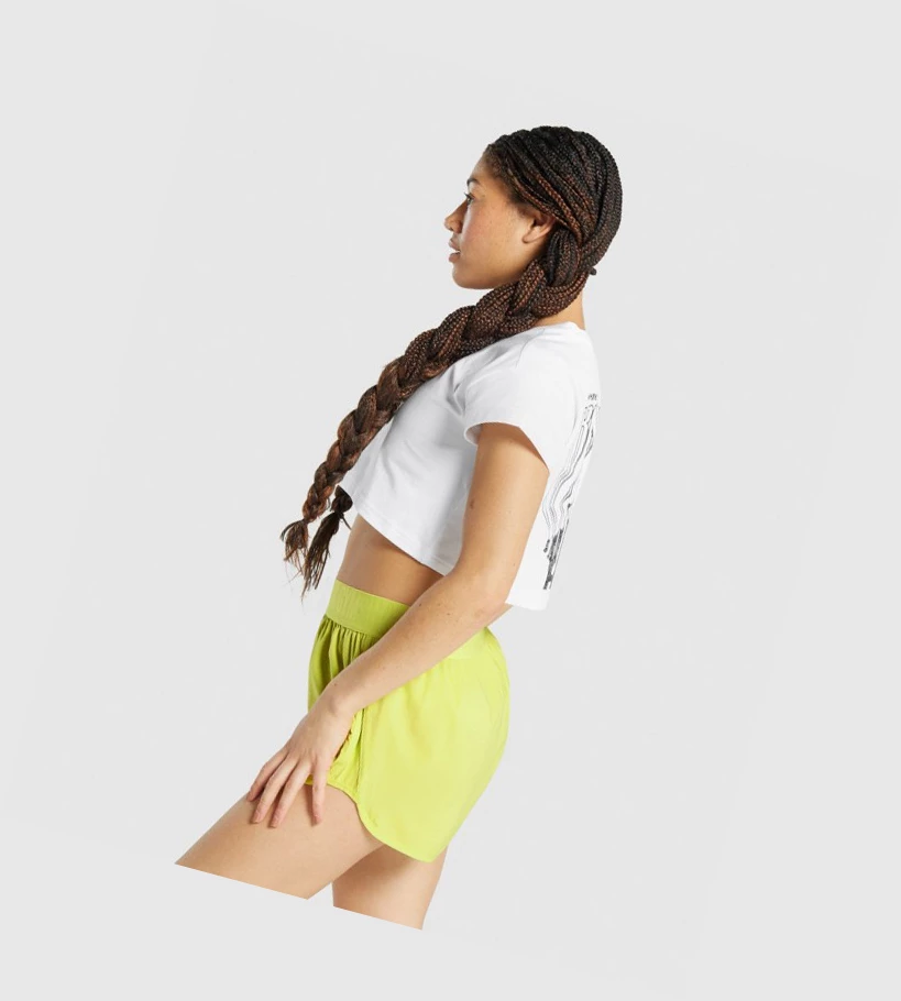 Gymshark Pre-Workout Graafinen Crop Naisten T Paidat Valkoinen | EDIHUB130