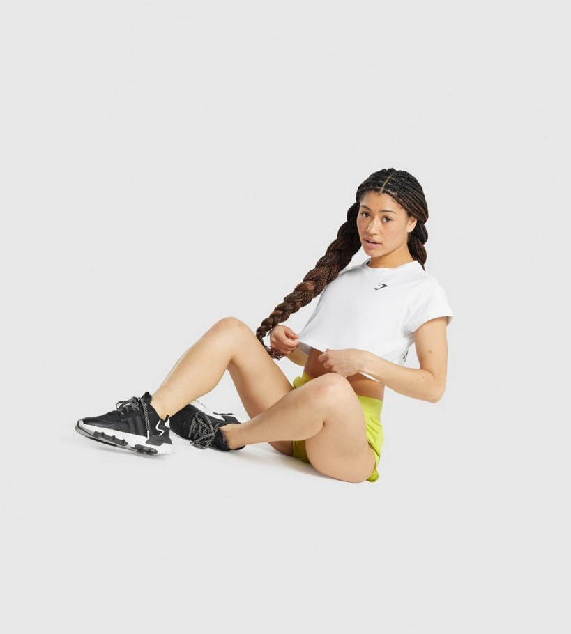 Gymshark Pre-Workout Graafinen Crop Naisten T Paidat Valkoinen | EDIHUB130