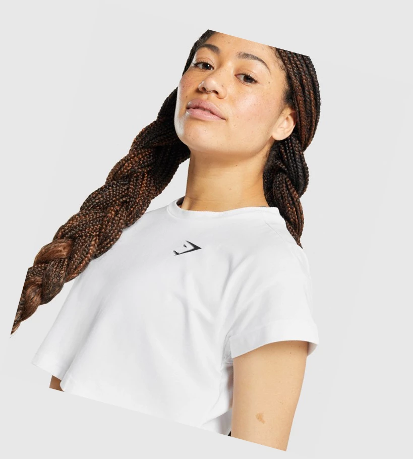 Gymshark Pre-Workout Graafinen Crop Naisten T Paidat Valkoinen | EDIHUB130