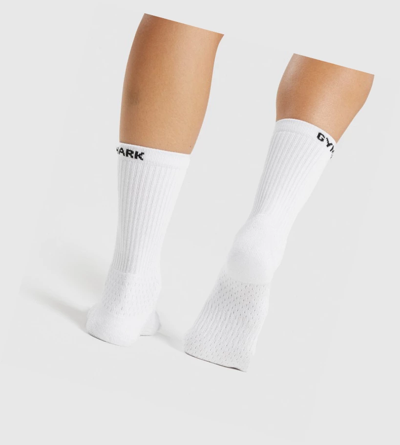 Gymshark Premium Logo 1pk Miesten Sukat Valkoinen | ISNAZT132