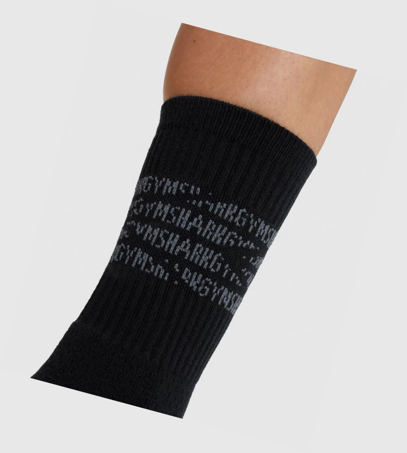 Gymshark Premium Logo 1pk Naisten Sukat Mustat Harmaat | BOVCPZ758