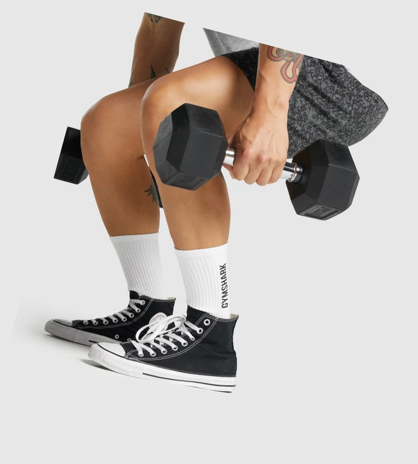 Gymshark Premium Logo Miesten Sukat Valkoinen | KPOCDZ908