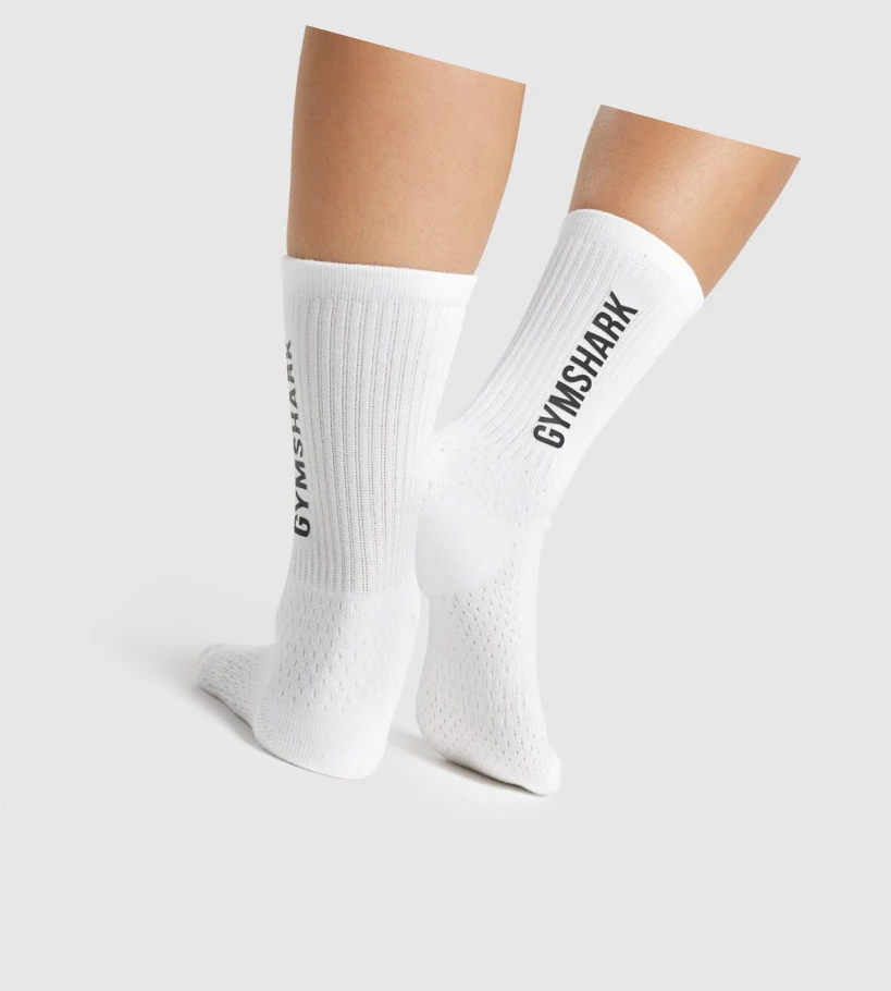 Gymshark Premium Logo Miesten Sukat Valkoinen | KPOCDZ908
