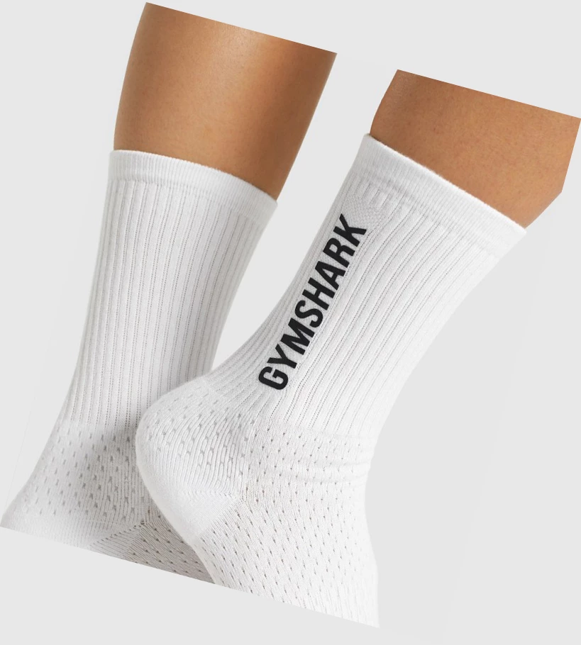Gymshark Premium Logo Miesten Sukat Valkoinen | KPOCDZ908