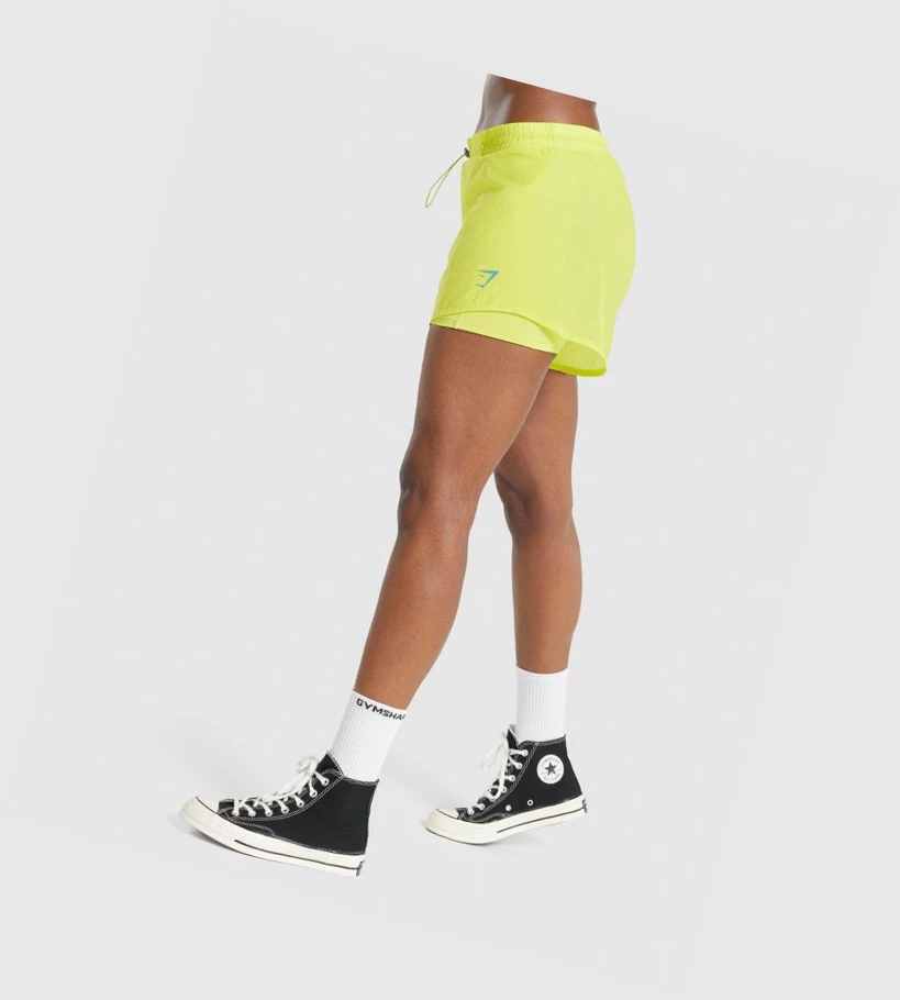 Gymshark Pulse 2 in 1 Naisten Shortsit Keltainen | BMDYRX328