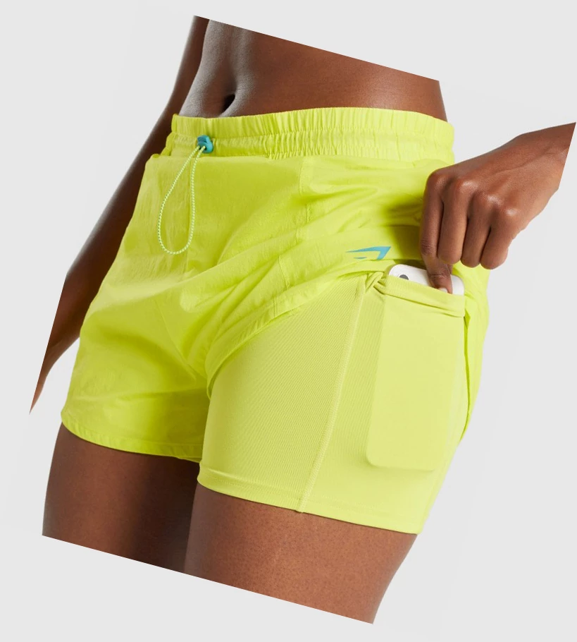Gymshark Pulse 2 in 1 Naisten Shortsit Keltainen | BMDYRX328