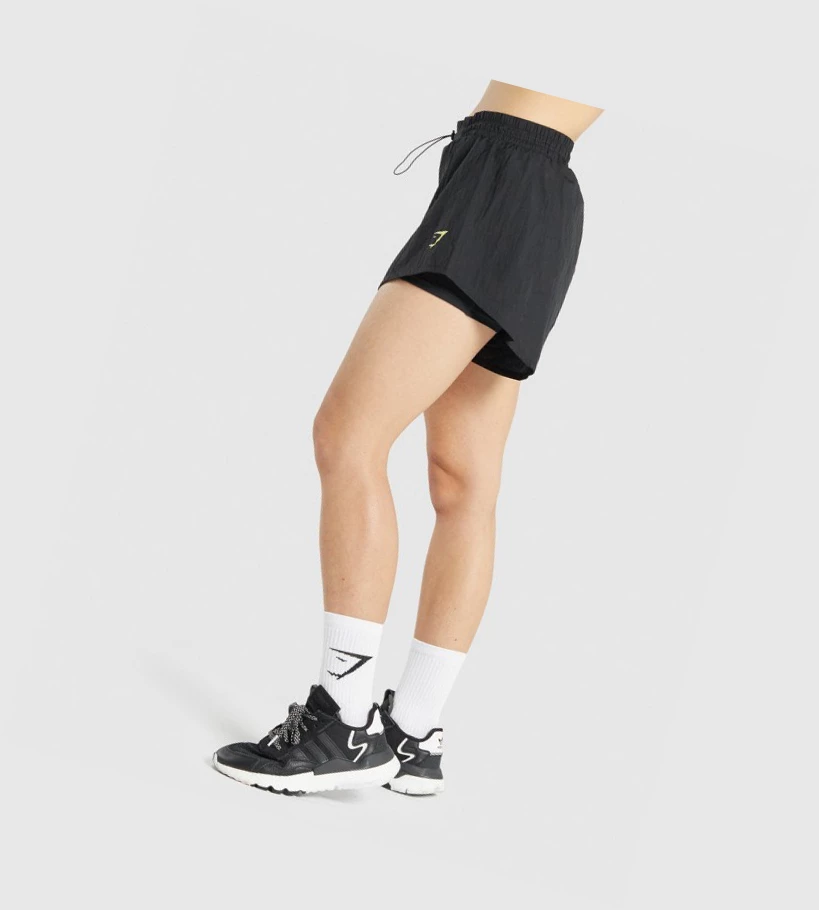 Gymshark Pulse 2 in 1 Naisten Shortsit Mustat | LXFRAH168