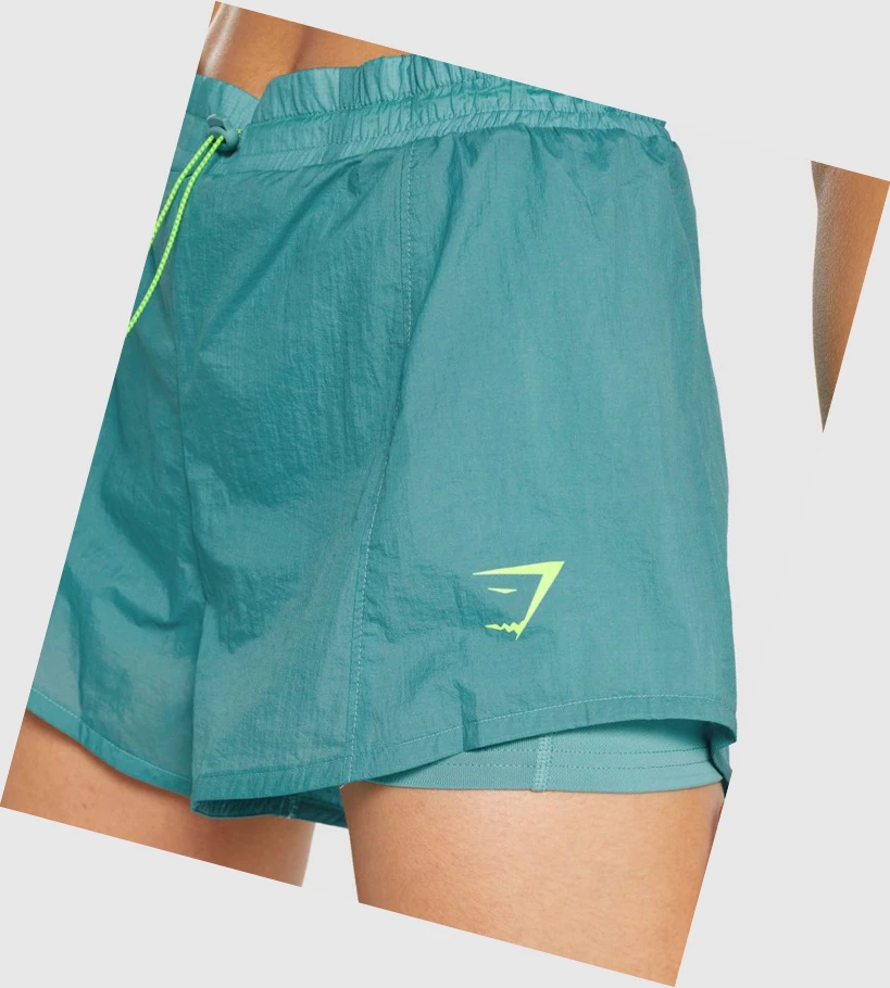 Gymshark Pulse 2 in 1 Naisten Shortsit Turkoosi | GYXRQF378