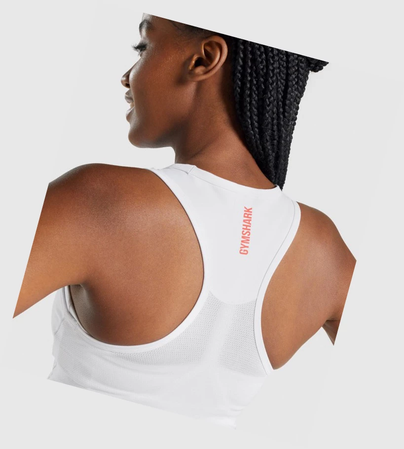 Gymshark Pulse Crop Naisten Hihaton Paita Valkoinen | DBKVSM675