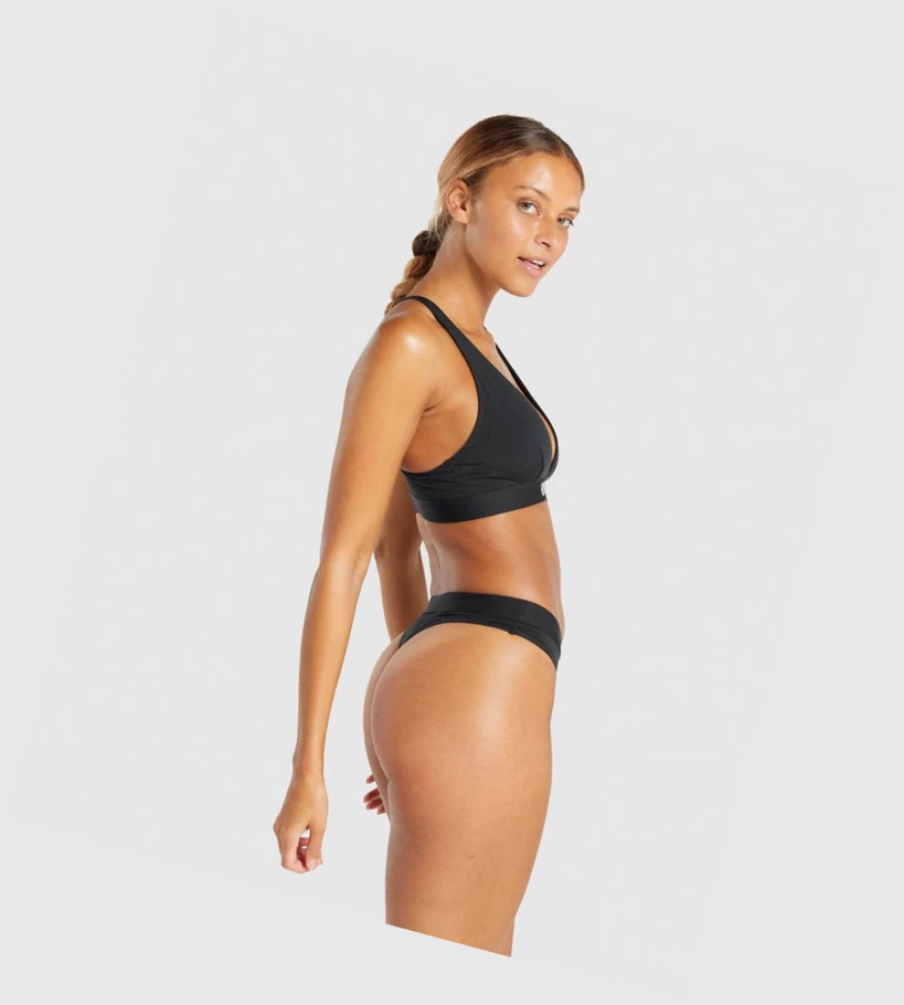 Gymshark Puuvilla Triangle Bralette Naisten Alusvaatteet Mustat | UNKHVJ652