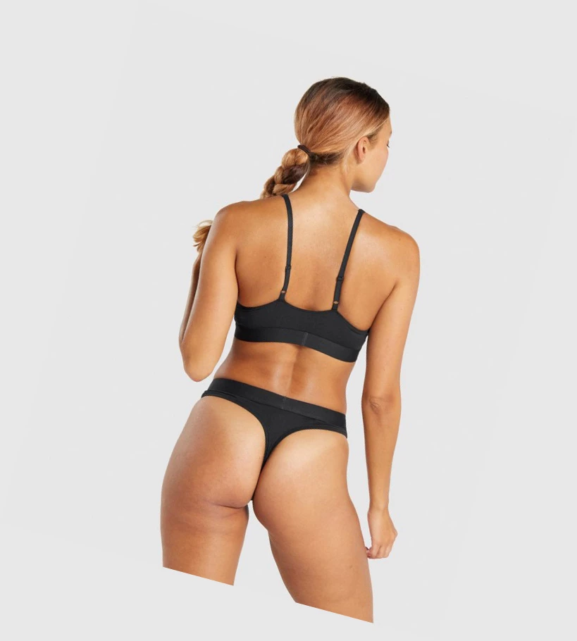 Gymshark Puuvilla Triangle Bralette Naisten Alusvaatteet Mustat | UNKHVJ652