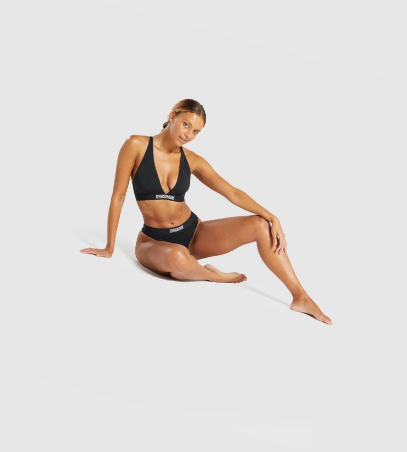 Gymshark Puuvilla Triangle Bralette Naisten Alusvaatteet Mustat | UNKHVJ652