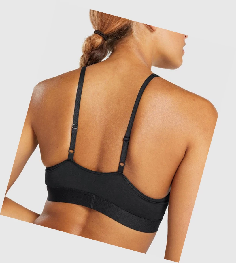 Gymshark Puuvilla Triangle Bralette Naisten Alusvaatteet Mustat | UNKHVJ652