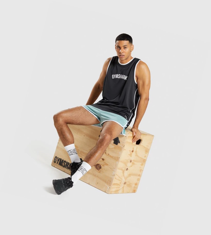 Gymshark Recess Basketball Miesten Hihaton Paita Mustat Valkoinen | JGWQOI736