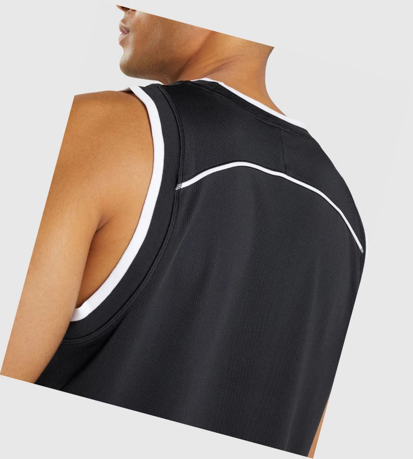 Gymshark Recess Basketball Miesten Hihaton Paita Mustat Valkoinen | JGWQOI736