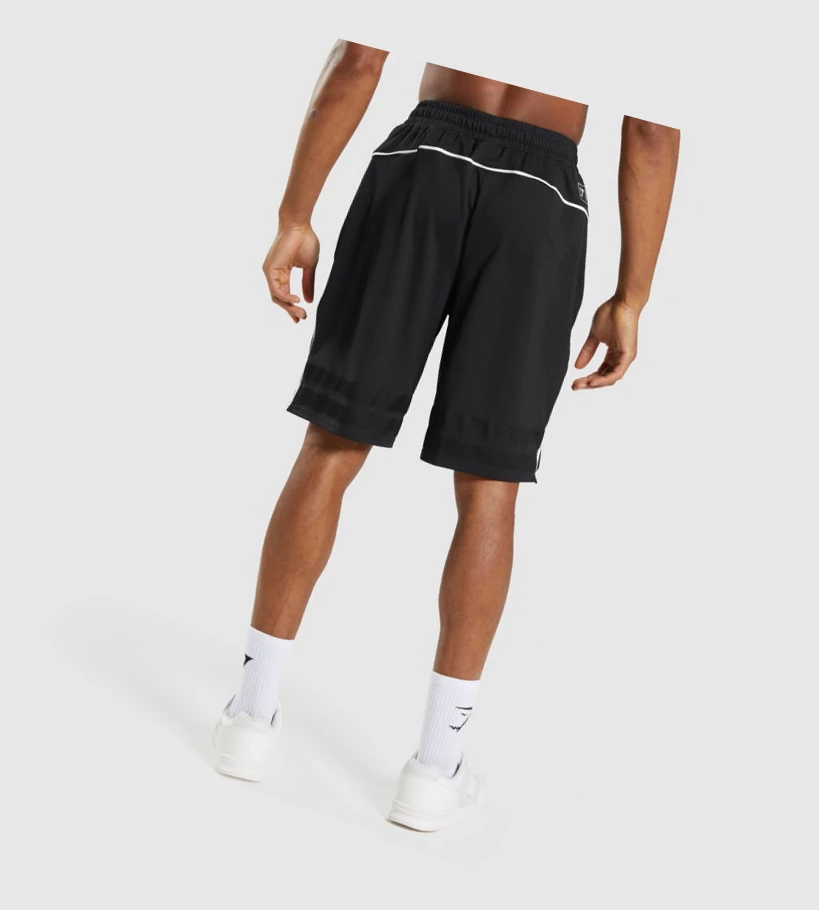 Gymshark Recess Basketball Miesten Shortsit Mustat Valkoinen | BCUYJO695