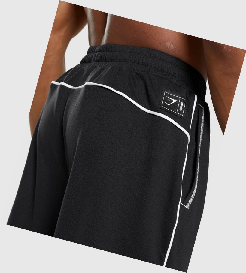 Gymshark Recess Basketball Miesten Shortsit Mustat Valkoinen | BCUYJO695