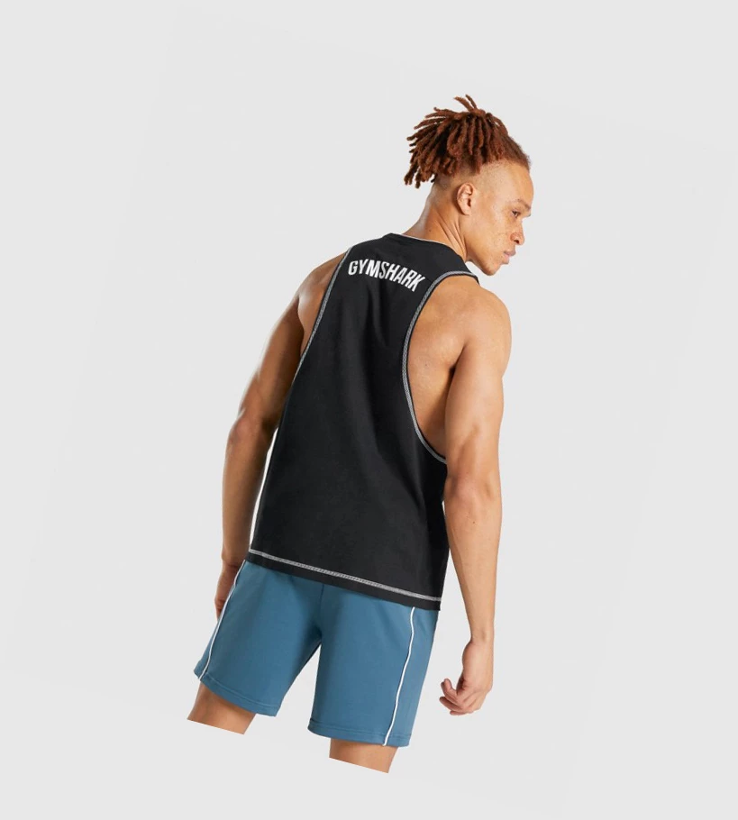 Gymshark Recess Miesten Hihaton Paita Mustat | DPMIAR028