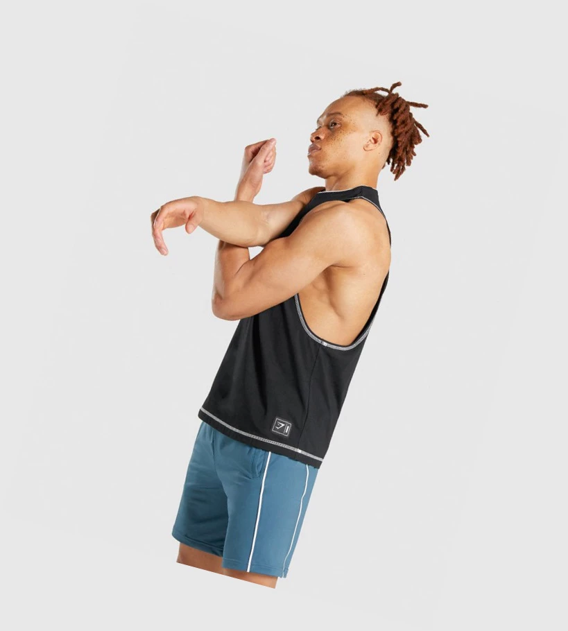 Gymshark Recess Miesten Hihaton Paita Mustat | DPMIAR028