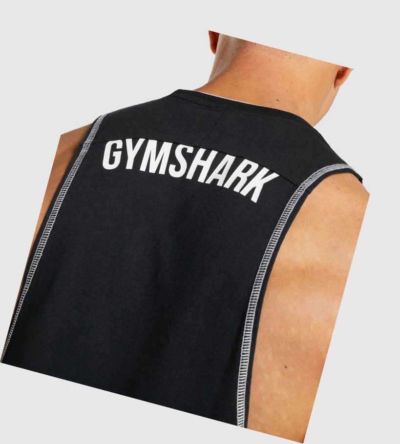 Gymshark Recess Miesten Hihaton Paita Mustat | DPMIAR028