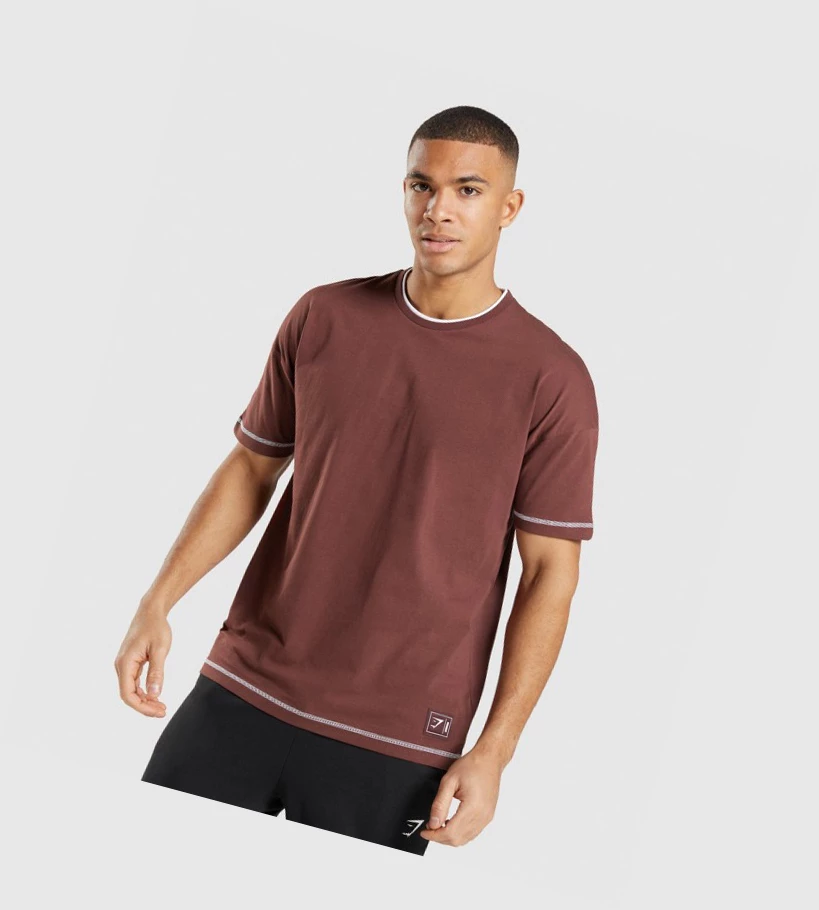 Gymshark Recess Miesten T Paidat Pinkki Ruskea Valkoinen | FCAUVG478