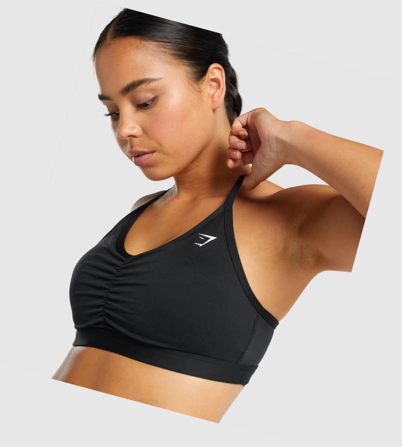 Gymshark Ruched Koulutus Naisten Urheiluliivit Mustat | WCBOQF893