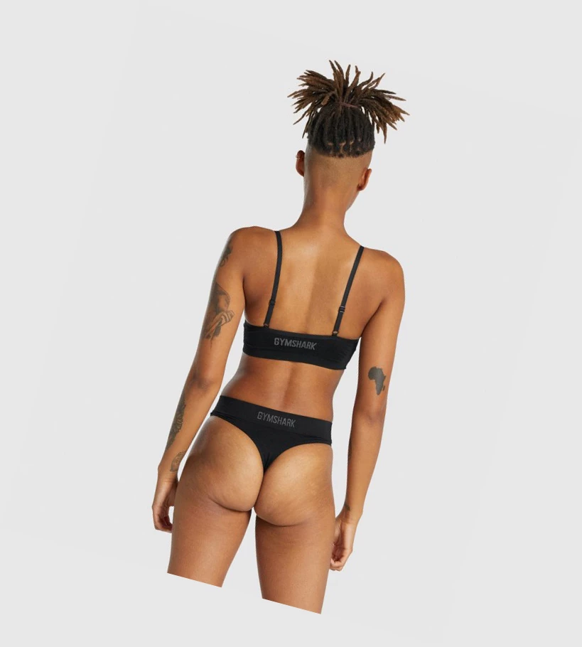 Gymshark Seamless Low Neck Bralette Naisten Alusvaatteet Mustat | QHUYBV374