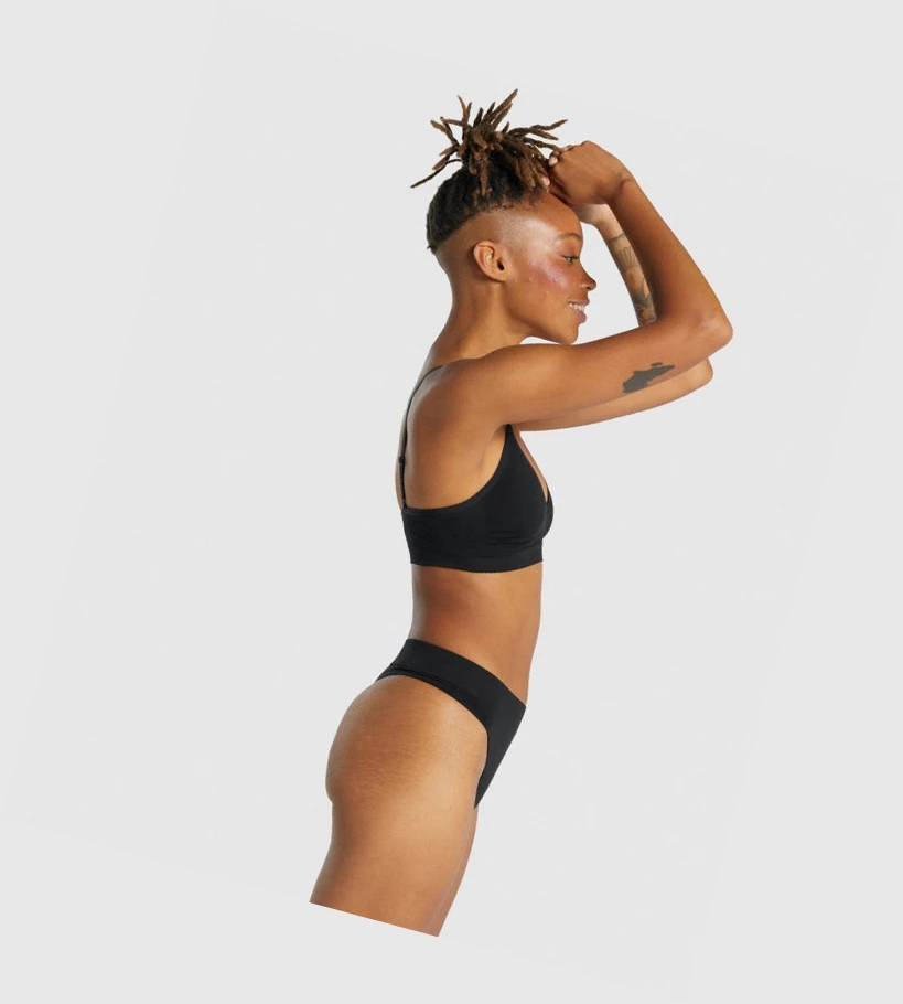 Gymshark Seamless Low Neck Bralette Naisten Alusvaatteet Mustat | QHUYBV374