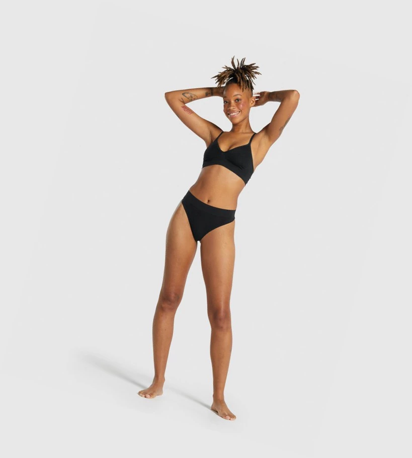 Gymshark Seamless Low Neck Bralette Naisten Alusvaatteet Mustat | QHUYBV374