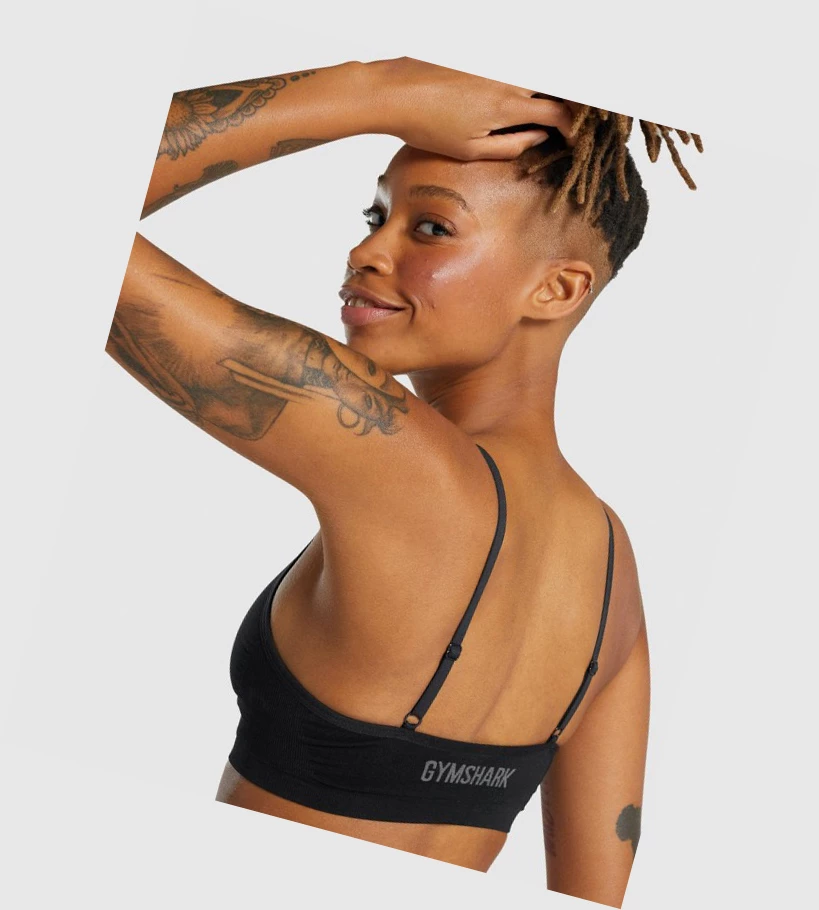 Gymshark Seamless Low Neck Bralette Naisten Alusvaatteet Mustat | QHUYBV374