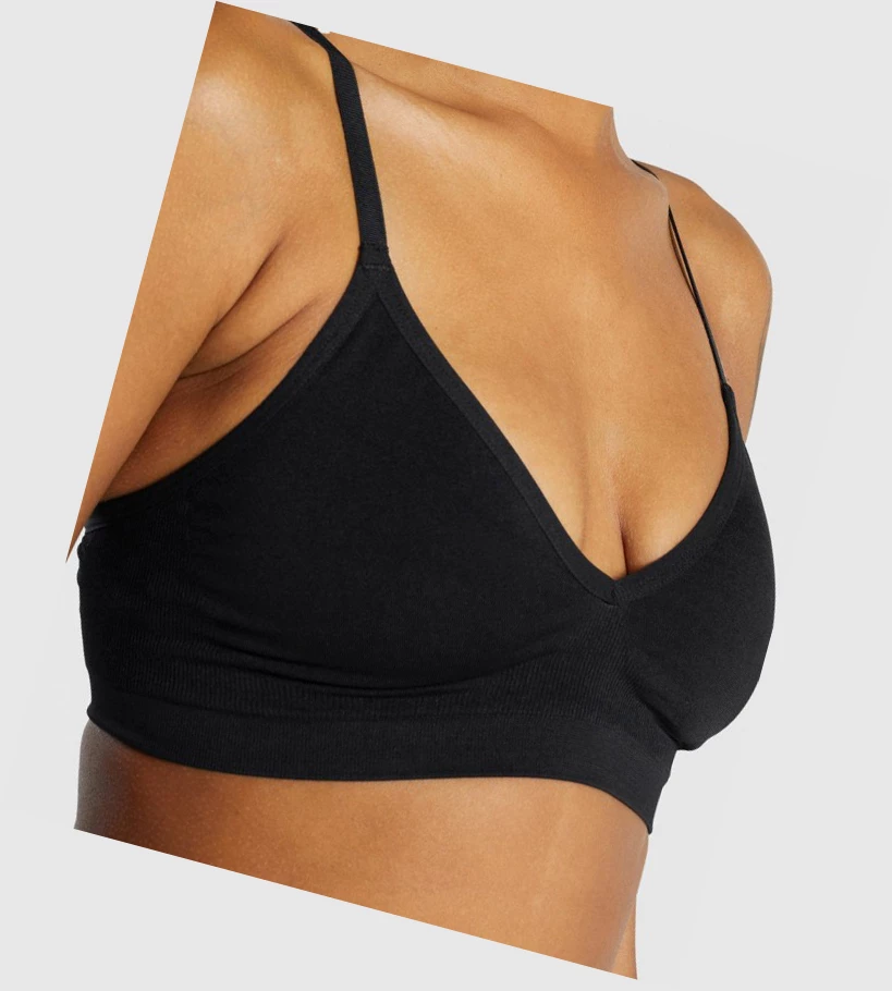Gymshark Seamless Low Neck Bralette Naisten Alusvaatteet Mustat | QHUYBV374
