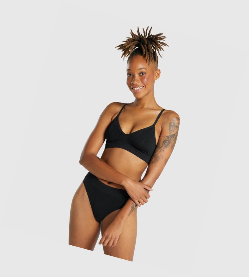 Gymshark Seamless Low Neck Bralette Naisten Alusvaatteet Mustat | QHUYBV374