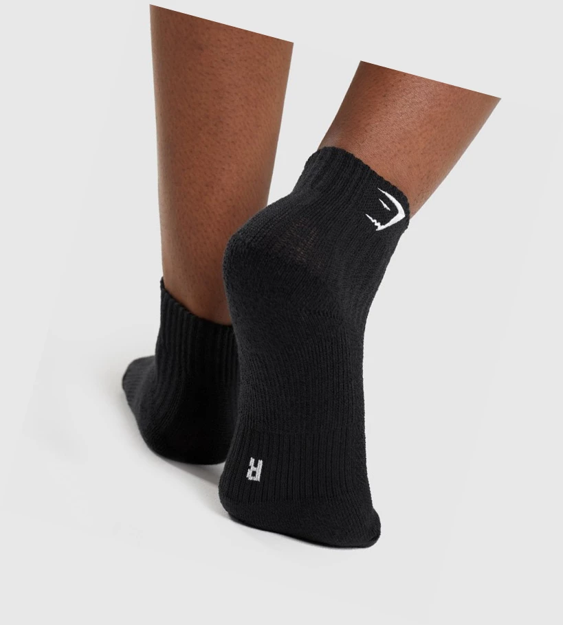 Gymshark Sharkhead Embroidered Quarter 2pk Naisten Sukat Mustat | LTEOZH024