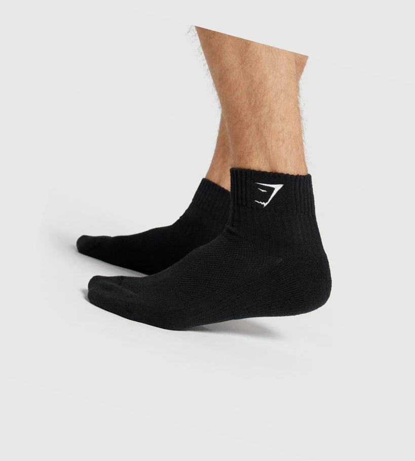 Gymshark Sharkhead Embroidered Quarter 2pk Naisten Sukat Mustat | LTEOZH024
