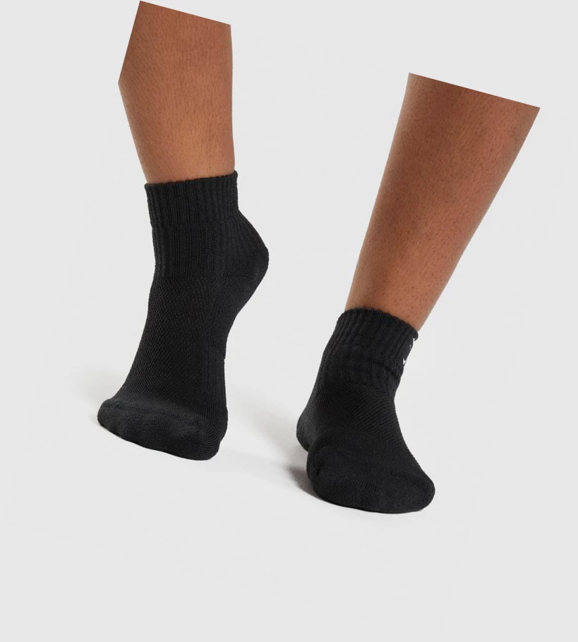 Gymshark Sharkhead Embroidered Quarter 2pk Naisten Sukat Mustat | LTEOZH024