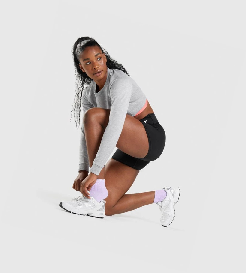 Gymshark Sharkhead Embroidered Quarter 2pk Naisten Sukat Vaaleanvioletit | QGJXDI832