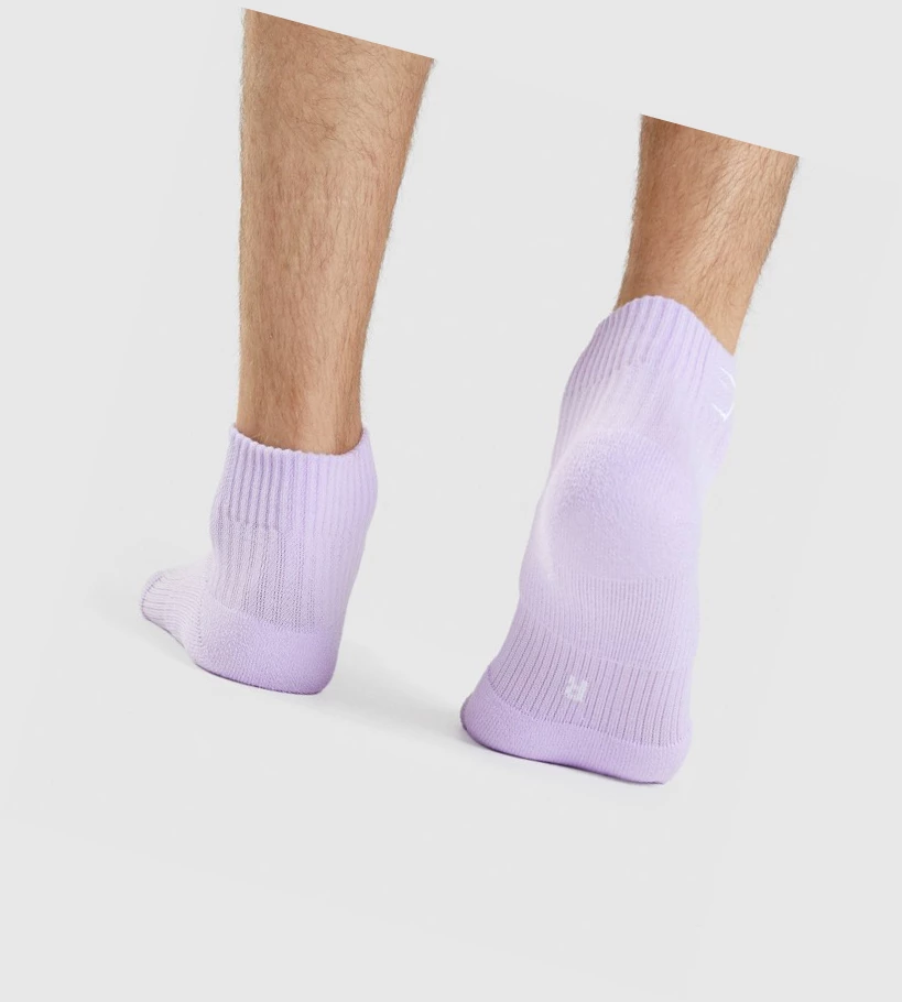 Gymshark Sharkhead Embroidered Quarter 2pk Naisten Sukat Vaaleanvioletit | QGJXDI832