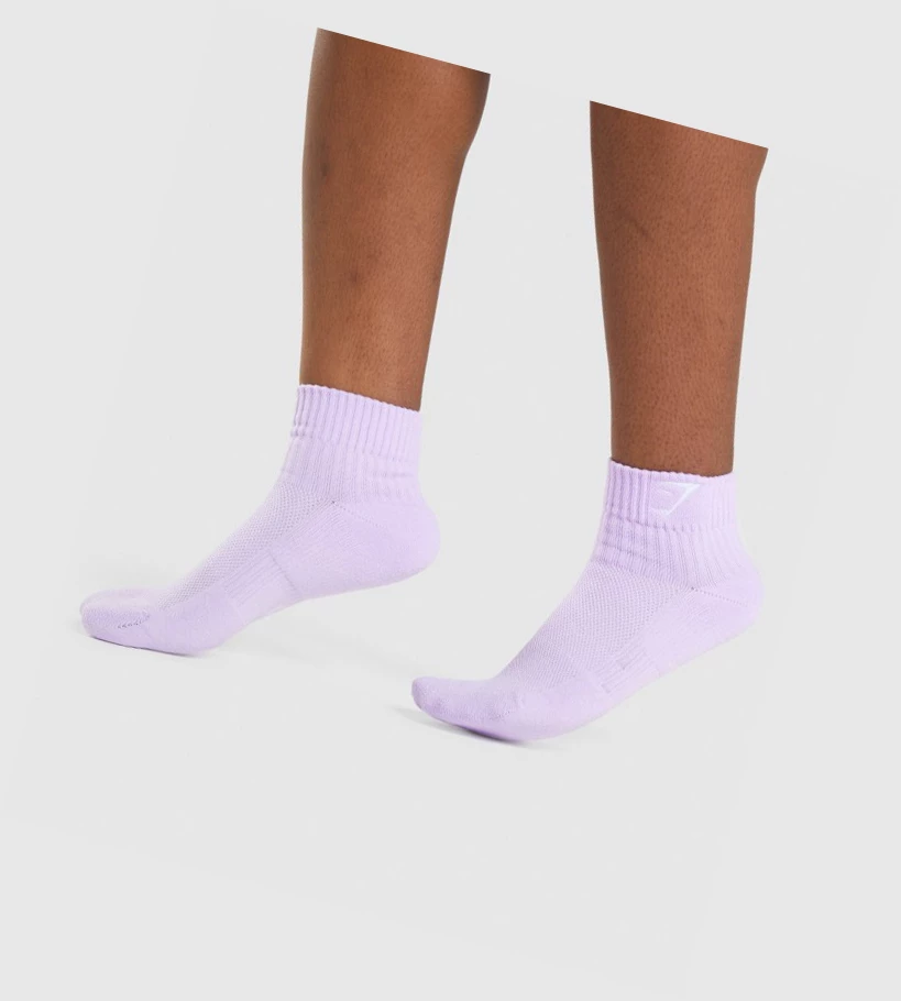 Gymshark Sharkhead Embroidered Quarter 2pk Naisten Sukat Vaaleanvioletit | QGJXDI832