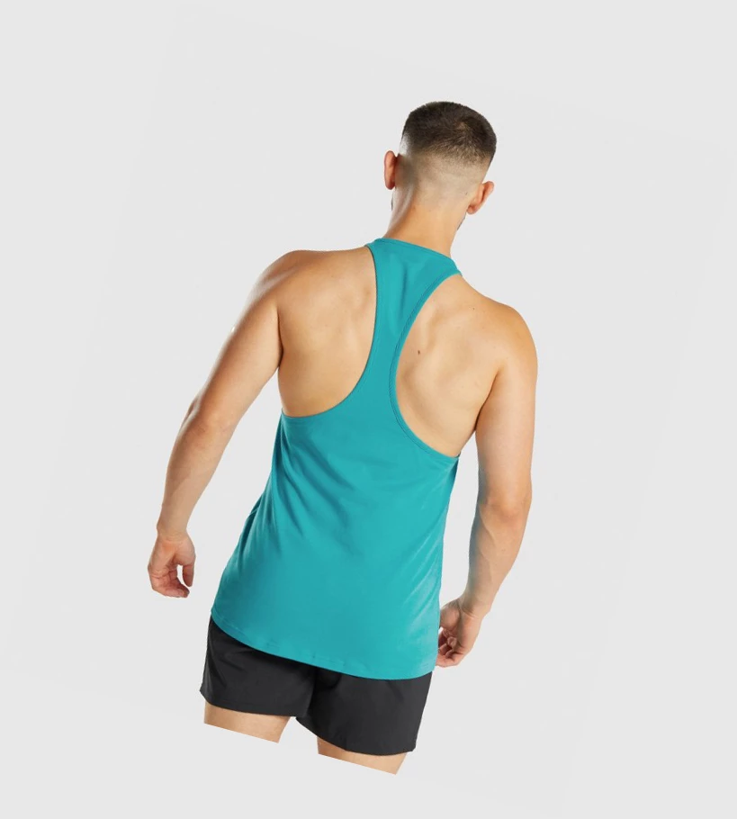 Gymshark Sharkhead Infill Miesten Hihaton Paita Sininen | BPYSTE980