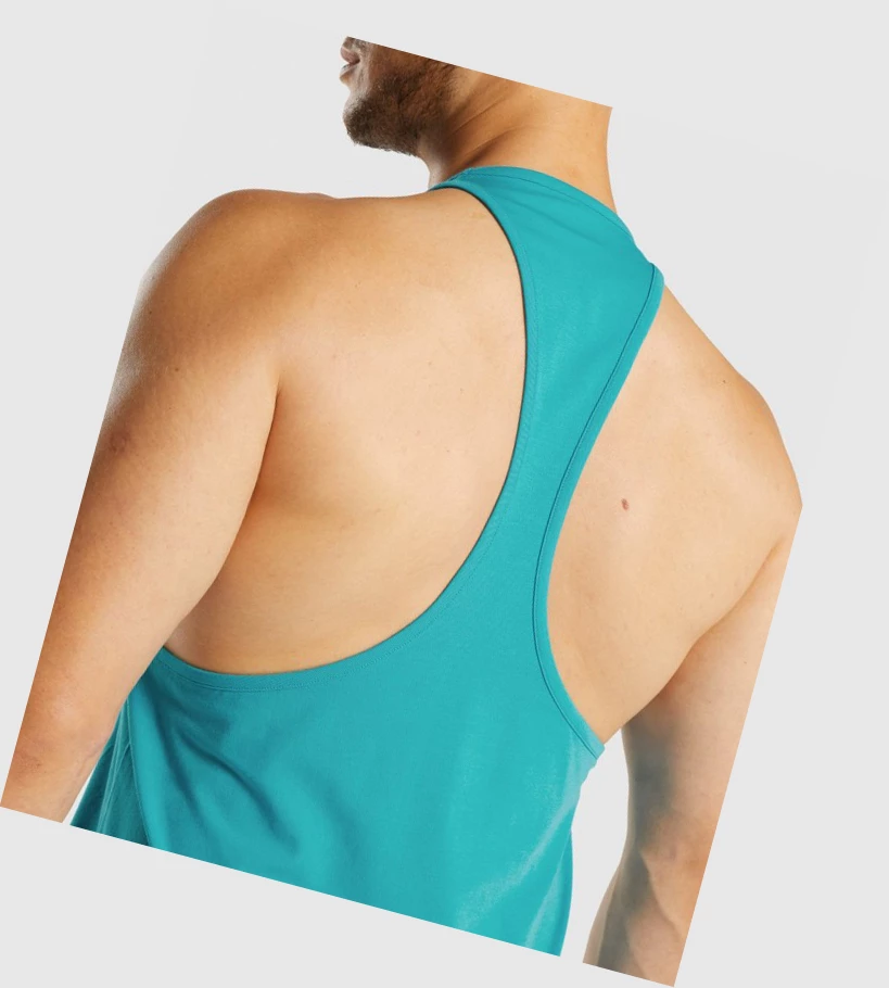 Gymshark Sharkhead Infill Miesten Hihaton Paita Sininen | BPYSTE980