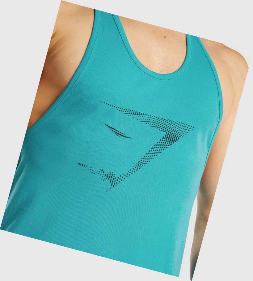 Gymshark Sharkhead Infill Miesten Hihaton Paita Sininen | BPYSTE980