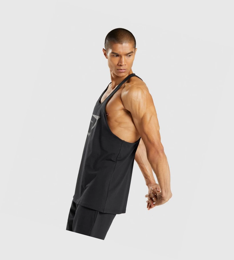 Gymshark Sharkhead Infill Miesten Hihaton Paita Mustat | FONWTZ532